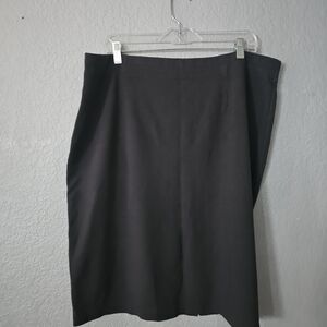 Eileen Fisher Black Washable Crepe Stretch Midi Slim Skirt Size XL